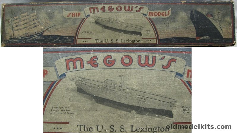 Megow 1/600 CV-2 USS Lexington Aircraft Carrier Kit (circa 1934) plastic model kit